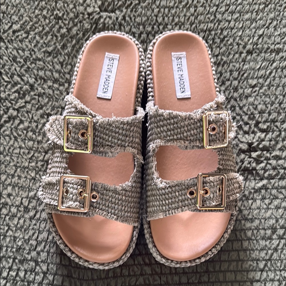 Steve Madden Woven Buckle Slides